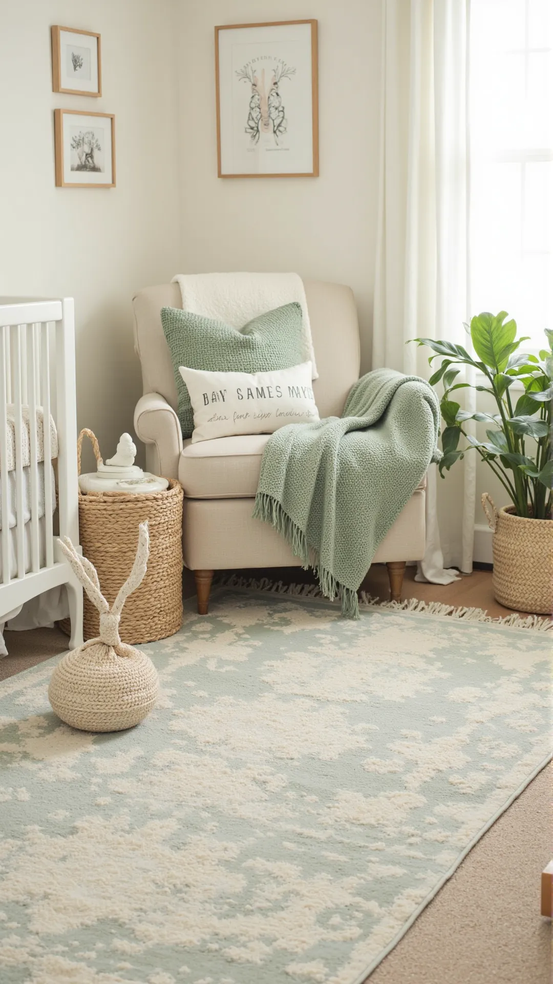 Adding Texture with Sage Green Rugs and Throws