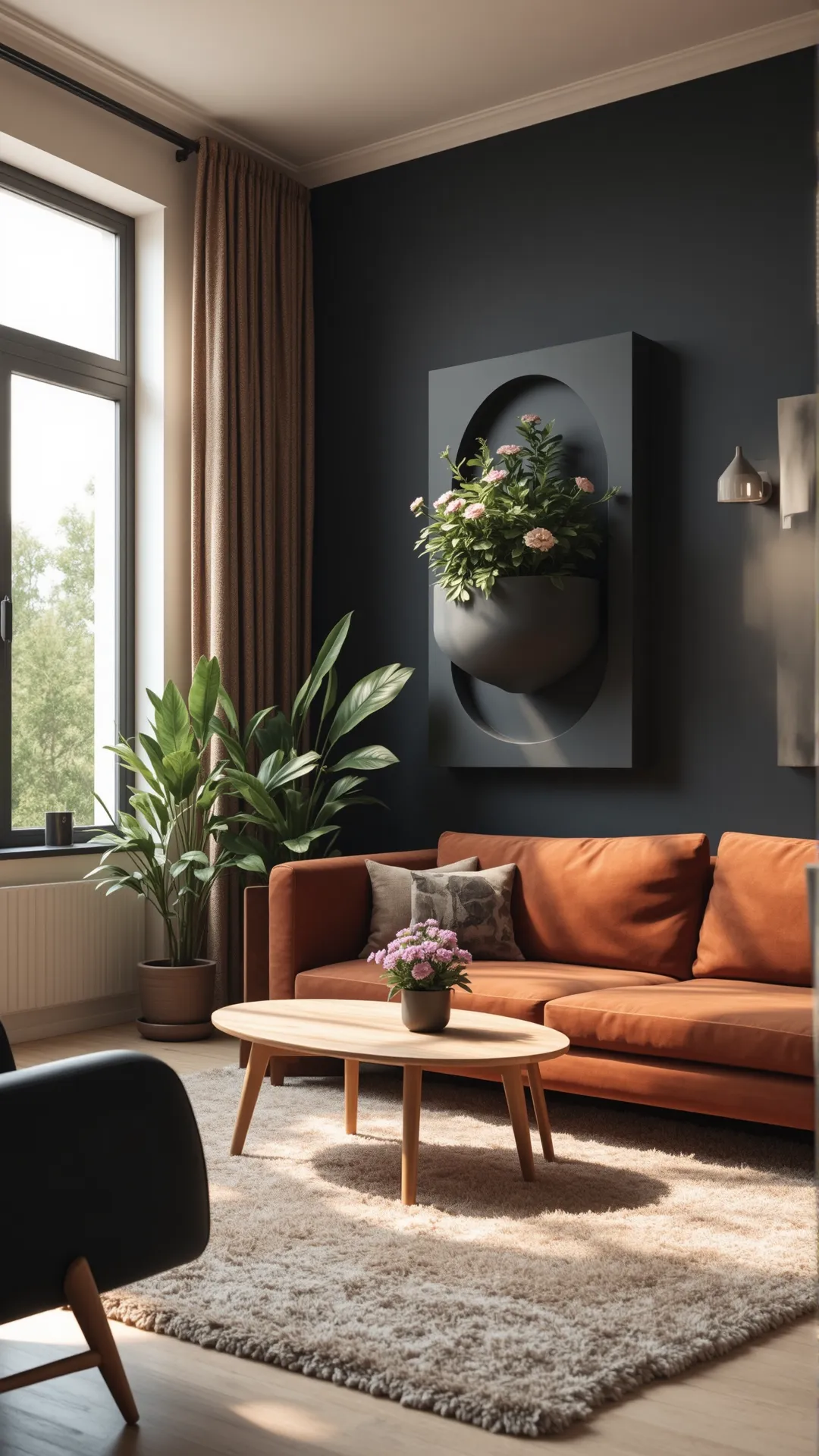 Balance Brown and Black with Greenery and Plants