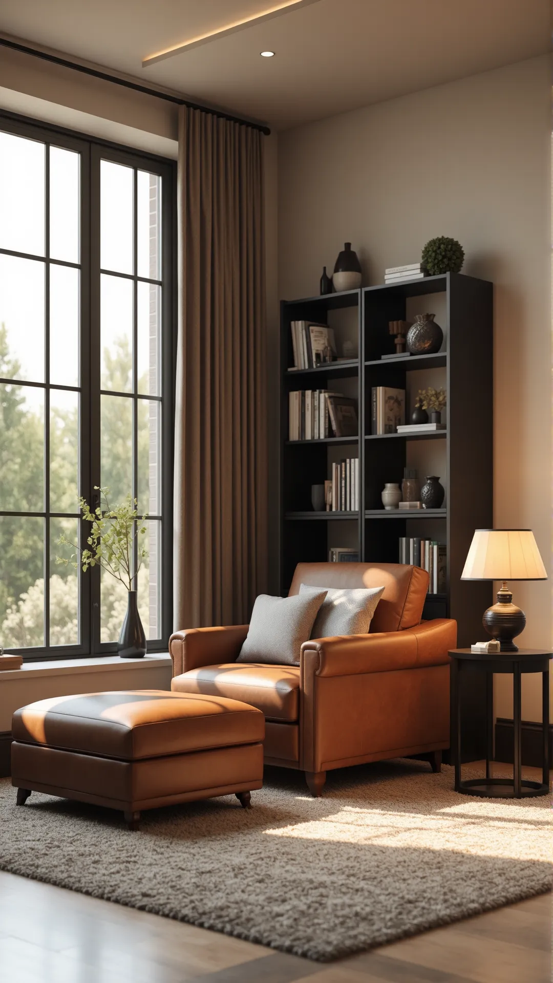 Use Brown and Black to Define a Cozy Reading Nook